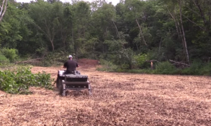 An ATV and soil plowing-seeding-packing tool like the Firminator can help create super plots.