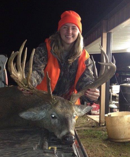 Eleanor Claire Henry with her 202-inch buck from Lincoln County, Arkansas. What a super deer!