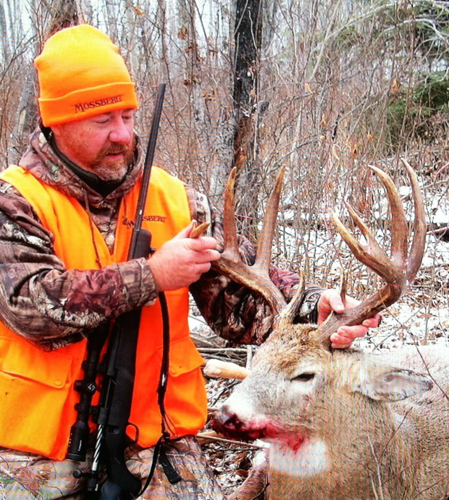D&DH Managing Editor Alan Clemons with his 143-inch Saskatchewan buck, killed with the Mossberg Patriot chambered in .308. The buck was the first deer killed in North America with the Patriot, which is new for 2015. Clemons prefers the .308 and .30-06 for deer hunting.