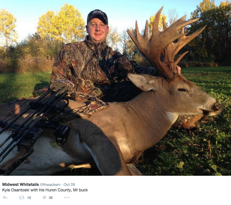 Kyle Osantowski killed this mule of a whitetail in Huron County, Michigan. Wow! 