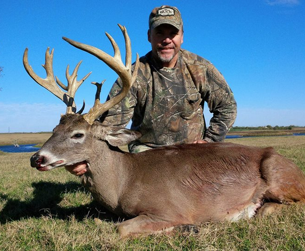 Mark Davis of South Carolina hosts the Big Water Adventures fishing TV show but in deer season he's chasing bucks like this one down in Texas. Salute! 