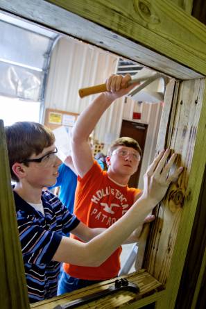 Students Building Blinds For Disabled Hunters