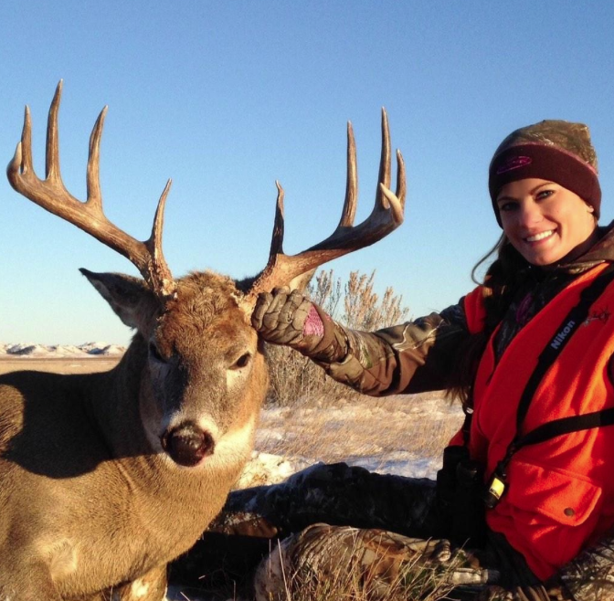 Nichole Boxler of New York traveled to Montana for this hunt and fine buck. Salute!